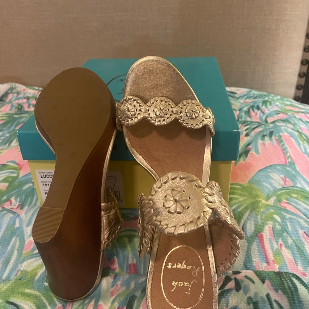Jack Rogers Platinum wedges size 7.5
